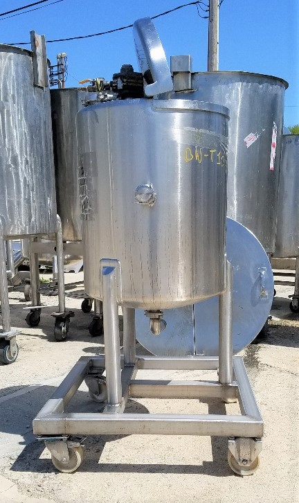 **SOLD**used 30 Gallon Stainless Steel Mixing Tank. Portable on wheels.  20